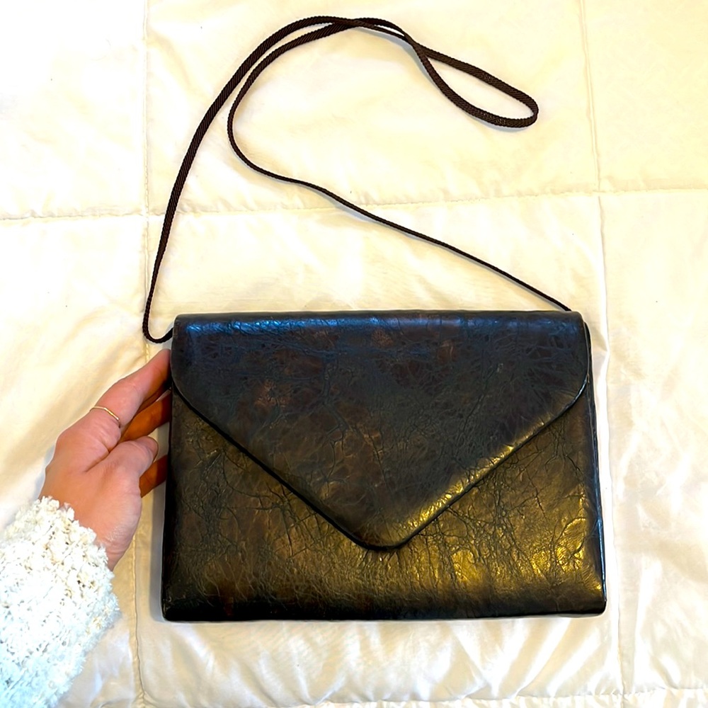 Rafael Sanchez alligator skin brown black purse